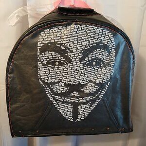 New Repurposed Anonymous Hoodie Backpack Black Bright Pink studded Oversized Bag